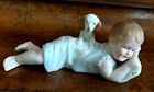 Antique Bisque Porcelain Gebruder Heubach Piano Baby With Puppy On Back