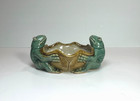 9 Inch Mid Century Chinoiserie Majolica Frog Lilly Pad Ceramic   Please Read  
