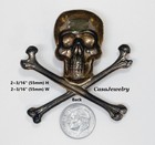  2077 X-large Antiqued Brass Skull   Cross Bones Component
