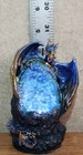 Purple   Gold Dragon Figurine On A Led Resin Crystal Geode Height 4 75in