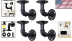 4 Pack Pipe Shelf Brackets Heavy Duty Iron 4x4 Inch Black Wall Mount Support