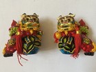 Chinese Foo Dogs Vivid Colors Fu Lions W Swords Resin Figurines Pair Approx 3 