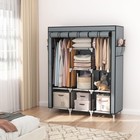 Vtrin Portable Closet Wardrobe For Hanging Clothes 3 Row - 49   Wide  Grey