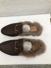 Gucci Brown Princetown Leather Fur Horsebit Mules Size Eu 36 Us 6 L282