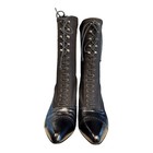 Vtg Stuart Weitzman For Browns Shoes Victorian Lace pull Up Steampunk Bootie 10b