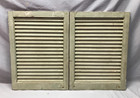 Vtg Small Pair 17x22 Antique House Window Wood Louvered Shutters Old 943-25b