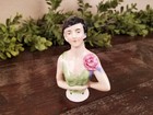 Antique Half Doll Pin Cushion Top 1920 s Flapper   German Porcelain