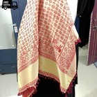 Traditional Palestinian Keffiyeh Scarf Arab Shemagh Tassel Red Cream Wrap