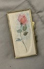 A Beautiful  Vintage Rose Front Gold Pill Box Or Trinket Box  3-1 2    X 2   