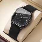 Fashion Square Dial Men s Watches Minimalist Quartz Watch Casual Leather Strap W