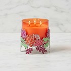 Set Of 2 Bath   Body Works 3 Wick Candle Holders Metal Pink Orange Green Leaves 