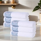 Medallion Cotton Hand Towels  Absorbent  Textured Jacquard Design  Quick-dry    