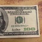 Series 2001 Us One Hundred Dollar Bill Star Note  100 Cd000299431  Low Serial 