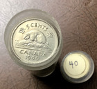 Full Roll 1940 Canada George Vi 5 Cents Nickels 40 Circulated Coins Vf-au Km33