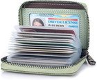 Genuine Leather Credit Card Holder Wallet Rfid Blocking Secure Card Case Id Case