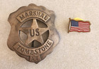 Tombstone Arizona Territory Us Marshal Badge Replica W free Flag Pin