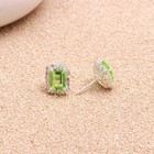 100  Natural Peridot Octagon Stud Earring 925 Sterling Silver Moissanite Jewelry