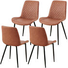 4x Dining Chairs  Modern Kitchen Faux Pu Leather Upholstered Armless Metal Legs