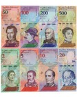 Venezuela 2 5 10 20 50 100 200 500 Bolivares  2018 Full Set  8 Pcs Unc Banknotes