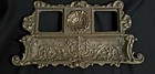 Antique Art Nouveau Brass Double Inkwell  Glass Virginia Metalcrafters 