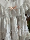 Vtg Ruffled Lace White   Pink Toddler Girls Dress 1980s 