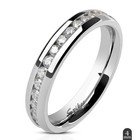 Stainless Steel Eternity Cz Wedding Band Ring 4mm 6mm 8mm Size 5-13 Comfort Fit