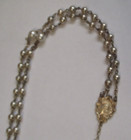 Vtg Faux Pearl Mop Bead Rosary Ornate Virgin Mary Sh Jesus Medal Inri Crucifix