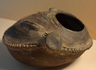 Pre-columbian Central American Black Vessel W abstract Facial Motif - 800-1500ad