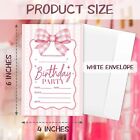Pink Bow Birthday Party Invitations- 20 Pack Girls Birthday Invite With Envel   