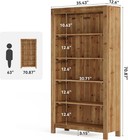 5-tier Tall Bookcase Solid Wood Large Floor Standing Bookshelf For Home Office