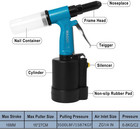 Air Rivet Gun Kit 3500 Lbf Pneumatic Rivet Gun Heavy Duty Air Riveter With 4 Nos