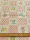 Vtg Juvenile Novelty Baby Nursery Cotton Fabric Blue Bunny Rabbits Pink Gingham