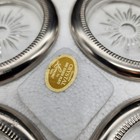 Vtg Leonard Crystal Coasters Italy Silver-plate Rimmed Star Cut Glass Set Of 4