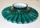 Antique Heavy Cased Glass 8  Petticoat Oil Lamp Shade Emerald Green Ruffle