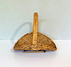Vtg Small Herb Gathering Basket 8  Cottagecore Natural Rattan Wicker Flower Girl