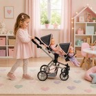 Dolls To Play - Baby Doll Double Stroller  Twin Pram 10x26x27 5 In  Pink