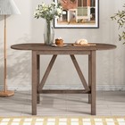 Brown Rubberwood Drop Leaf Dining Table Set With 2 Upholstered Chairs
