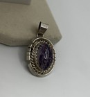 Vintage Southwestern Navajo Style Sterling Silver Pendant Purple Stamped D