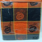 Halloween Orange Black Pumpkin Jacquard 60x84 Oblong Tablecloth Cotton 3  Square