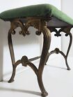Antique Art Deco Vanity Bench Foot Stool W Fabric Needlepoint Upholstery Top 21 