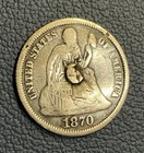 1870 Seated Liberty Dime Love Token - Scarce Date Silver - Unfinished Canvas