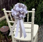 Silver And White Wedding Pew Bows - 8  Wide  Set Of 6  Anniversary  Christmas