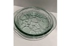 Vintage Libbey Orchard Fruit Glass Casserole Green Pie Dish Embossed 10   