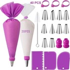 Silicone Piping Bags And Tips Set Cake Diy Decorating Kit With Stainless Steel