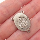 925 Sterling Silver Antique Art Deco Jesus   St  Mary Rosary Chain Charm Pendant