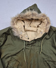 Vintage 50s Korean War Usn N-1 Deck Anorak Pullover Carr Buttons Fur Hood Olive