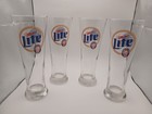 Set Of 4 Miller Lite Chicago Bears Nfl 8 5 Inch Tall Pilsner Beer Glasses