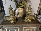 Vintage French Louis Ornate Bronze brass Fireplace Andirons 