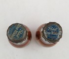 Vntg Milwaukee Pabst Blue Ribbon Mini Brown Glass 4 3 8  Bottles With Caps Qty 2