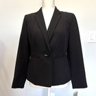 New Kasper Blazer Jacket Black Women Sz 8 Petite Classic Single Button Nwt Work